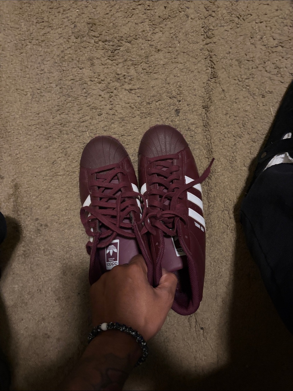 adidas Burgundy Sneakers with White Stripes - Picture 4 of 4